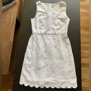 JCrew white dress with scallop trim